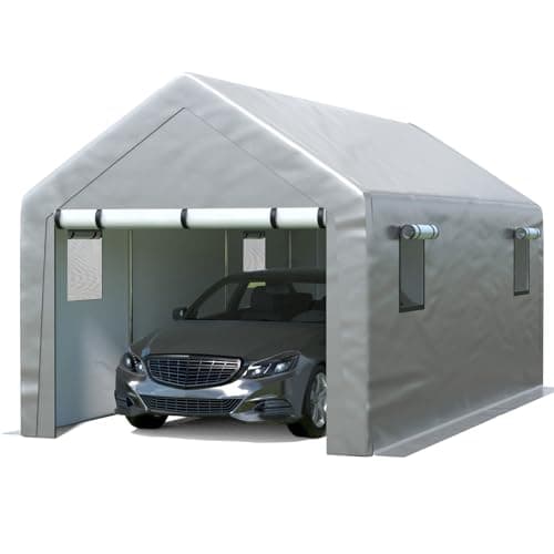 Cochera Portátil Jocoevol 10x20 FT con Ventanas Enrollables y Paneles Removibles