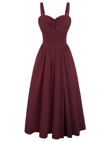 Scarlet Darkness Corset Midi Dress Women Cocktail Party Milkmaid Sundress
