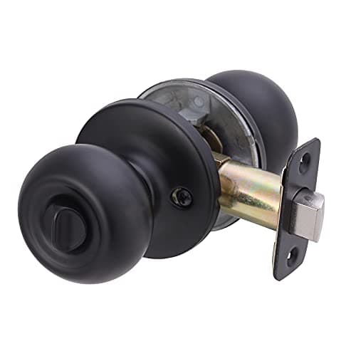 Amazon Basics Exterior Door Knob With Lock, Coastal, Easy to Install, Matte Black thumbnail 2