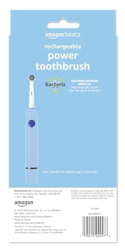 Amazon Basics Power Rechargeable Electric Toothbrush with EasyFlex Brush Heads, Bacteria Defense and Replace-Me Bristles, 2-Minute Quadrant Timer thumbnail 3