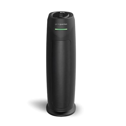 GermGuardian HEPA Large Room Air Purifier for Bedroom, Office, Dorm, and Home - Filters Pet Dander, Dust, Pollen, Smoke, Scents - Air Quality Monitor - AC4880B - 22" Tower - Black