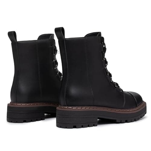 Women's Low Chunky Heel Lace-Up Platform Ankle Combat Boots Black Size 7 thumbnail 4