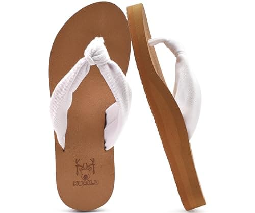 KuaiLu Flip Flops Women Arch Support Yoga Mat Comfortable Summer Beach Walking Thong Cushion Sandals Slip on Outfits Travel Essential Orthotic Slides Indoor Outdoor Slippers Shoes 