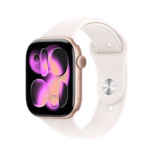 Apple Watch Series 11 [GPS + Cellular 46mm] Smartwatch with Rose Gold Aluminum Case w Light Blush Sport Band - M/L. Sleep Score, Fitness Tracker, Health Monitoring, Always-On Displ