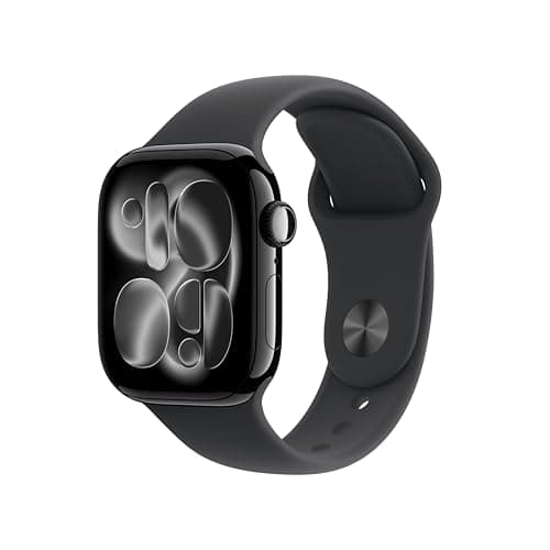 Apple Watch Series 11 [GPS 42mm] Smartwatch with Jet Black Aluminum Case with Black Sport Band - S/M. Sleep Score, Fitness Tracker, Health Monitoring, Always-On Display, Water Resi