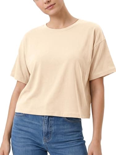 UNCLECAT Womens Cropped Shirts Summer Short Sleeve Crew Neck Crop Tops thumbnail 2