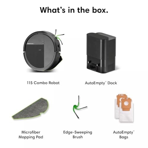 iRobot Roomba 115X Combo Robot Vacuum & Mop with AutoEmpty Dock, 15,000Pa, Self-Empties for 90 Days, Intense Power-Lifting Suction, LiDAR Navigation, Multiple Cleaning Modes, Avoids Mopping Carpet thumbnail 8