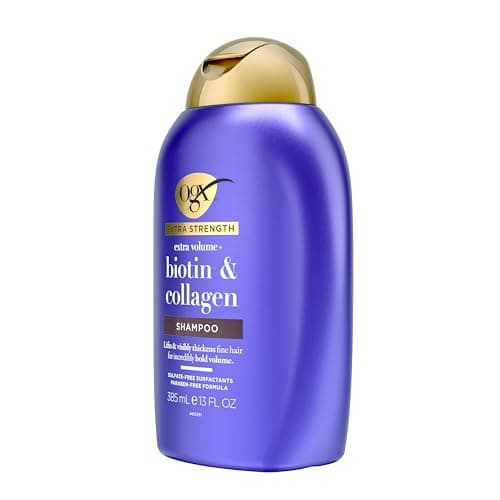 Shampoo OGX Grosor y Volumen + Biotina Colágeno (Fuerza Extra) para Cabello Fino, 13 Fl Oz