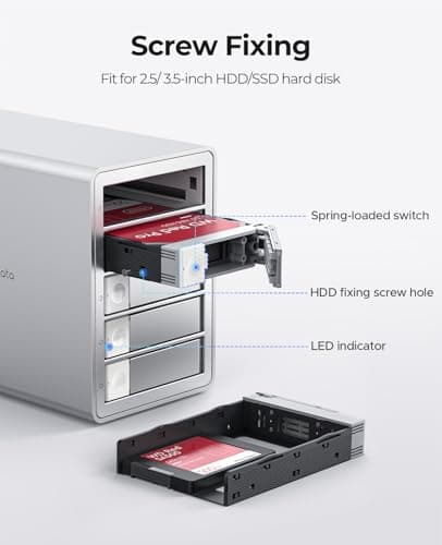 ORICO 5 Bay RAID External Hard Drive Enclosure 110TB Max, USB 3.0 DAS Storage Station for 2.5/3.5 inch SATA HDD SSD with 150W Built-in Power Supply thumbnail 4