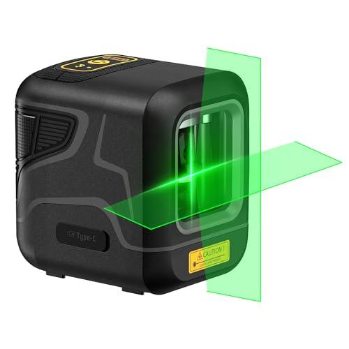 Fanttik D2 Pocket Green Laser Level, 100 ft Self-Leveling Cross Line Laser, Type-C Rechargeable, Rotatable 360 Degree, Pulse Mode, Magnetic Bracket, Carrying Pouch, for Picture Han