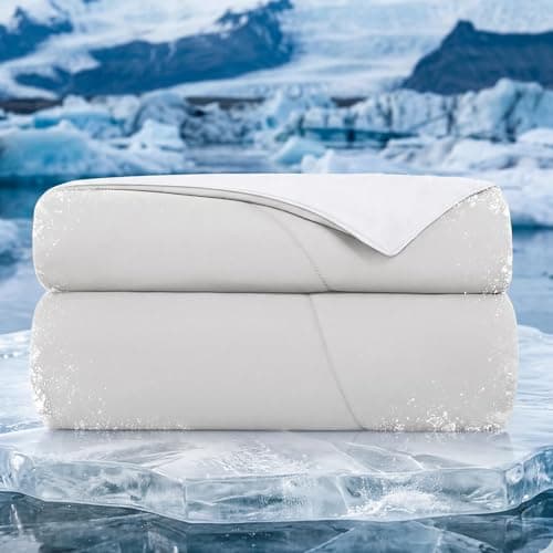 Topcee Cooling Comforter Queen Size - 90"x90" Cooling Blanket for Hot Sleepers Menopause Q-max 0.45 Double-Sided Cooling Design Everlasting Cold Touch Summer Ice Blanket for Night 