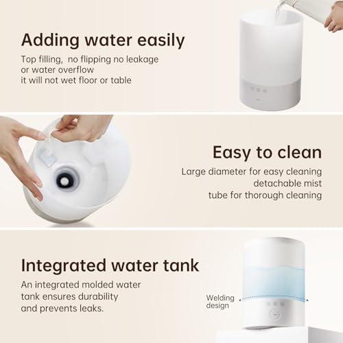 YOGIN Humidifiers for Bedroom Large room,Top fill 2.5L Ultrasonic cool mist Humidifiers for Baby Nursery and Plants,Up to 24 Hours, 24db Quiet,Night Light, Auto Shut Off, Easy Clea