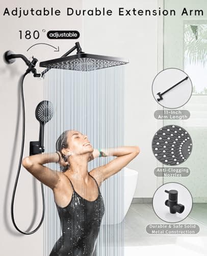 Rain Shower Head Starry Sky 12.2" High Pressure with Handheld Spray Combo thumbnail 5