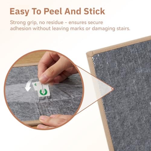 1PC Jute Stair Treads for Wooden Steps-Stairs Carpet Non Slip-Peel and Stick Stair Treads Indoor, Adhesive Staircase Step Treads Residue Free, Durable Natural Stair Runner Rug,8"x3 thumbnail 4