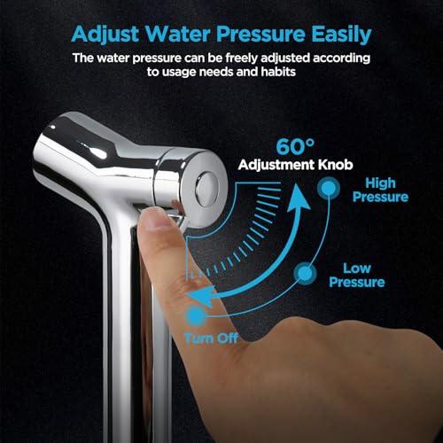 Handheld Bidet Sprayer for Toilet, Adjustable Pressure Feminine Wash - Stainless Steel Easy Install Hand Held Shattaf Spray Hose with Shut-Off Valve, Perfect as Diaper Sprayer, Pos thumbnail 2