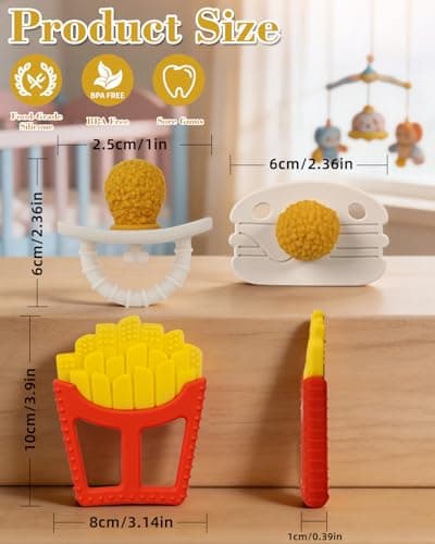 Chuya Baby Teething Toys Set, Chicken Leg & French Fries Shape