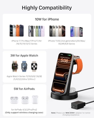 Miniatura de Cargador Inalámbrico Anlmz 3 en 1 para iPhone, Apple Watch y AirPods 4