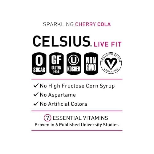 (S&S) CELSIUS Sparkling Cherry Cola, Sugar Free Energy Drink, 12 Fl Oz (Pack of 12) thumbnail 4