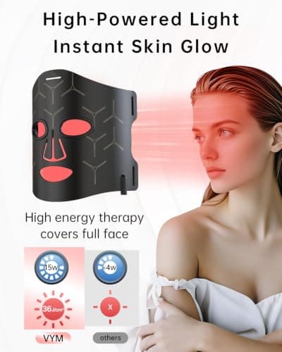 Miniatura de Mascarilla Facial LED Infrarroja de Terapia de Luz Roja, 292 LEDs de Alta Energía, Inalámbrica 6