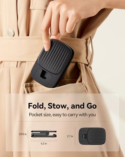 2 Pack Cell Phone Stand for Desk, iPad Stand [Height Adjustable & Upgraded Stable Base] Foldable & Non-Slip Silicone Pad Phone Holder, iPhone Stand for All Smartphones, iPad | Offi