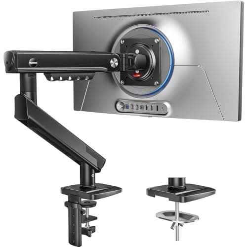 HUANUO FlowLift™ Pro Monitor Arm for 13–32" Screens, MechaSpring Monitor Mount, Fully-Adjustable Monitor Stand with Tilt/Swivel/Rotation, Tool-Free VESA Mount, C-Clamp/Grommet Base