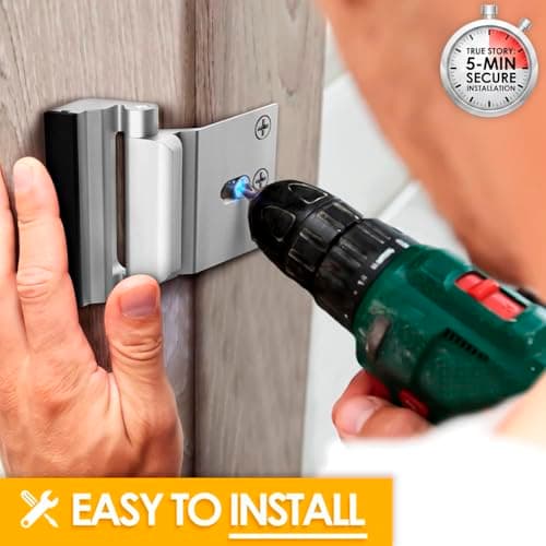 Home Security Door Lock, 2 Pack Childproof Door Reinforcement Lock with 3 Inch Stop Withstand 800 lbs for Top Front Inward Swinging Door, Upgrade Flip High Night Lock to Defend You thumbnail 6