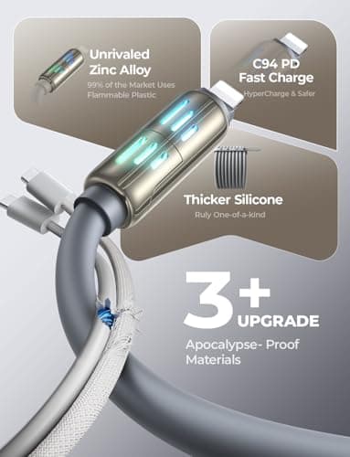 Cable LISEN 4 en 1 USB-C a Lightning, 240W con Luz