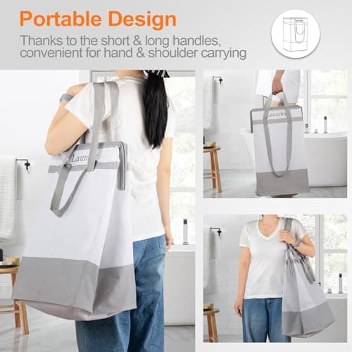 Cestos de Ropa FairyHaus 78L (2 Pzas) Plegables con Asas - Gris