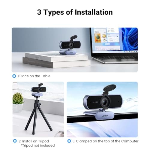 UGREEN Full HD 1080P Webcam with Microphone, 2 Noise-Canceling Mics, 85° Fov & Fixed Focus, Plug and Play, Auto Light Correction, Privacy Cover PC Camera for Zoom/Skype/Teams, Swit thumbnail 6