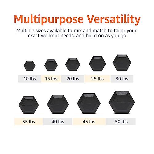 Amazon Basics Rubber Hex Dumbbell Hand Weight, 30 Pounds, Single, Black thumbnail 4