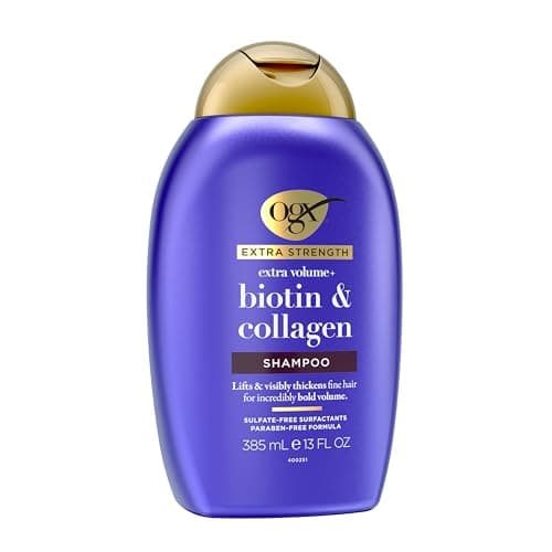 Shampoo OGX Grosor y Volumen + Biotina Colágeno (Fuerza Extra) para Cabello Fino, 13 Fl Oz