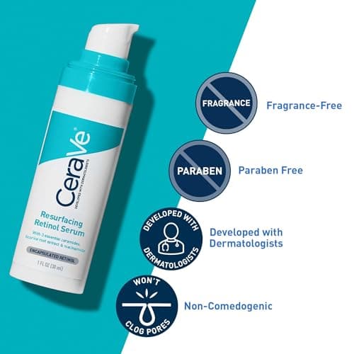 CeraVe Resurfacing Retinol Face Serum with Niacinamide, Pore Minimizer, 1oz | Skin Care Brightening Serum with Licorice Root, Acne Scar & Hyperpigmentation Treatment, Dark Spot Corrector, Skin Repair thumbnail 5
