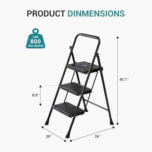 OLIXIS 3 Step Ladder, 800lbs Foldable Step Stool with Anti-Slip Pedal thumbnail 5