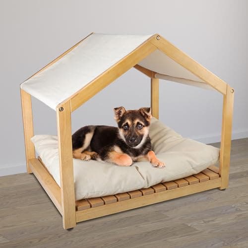 Miniatura de Casa para perro PETMAKER de 30x24 pulgadas con cojín y toldo ajustable 6