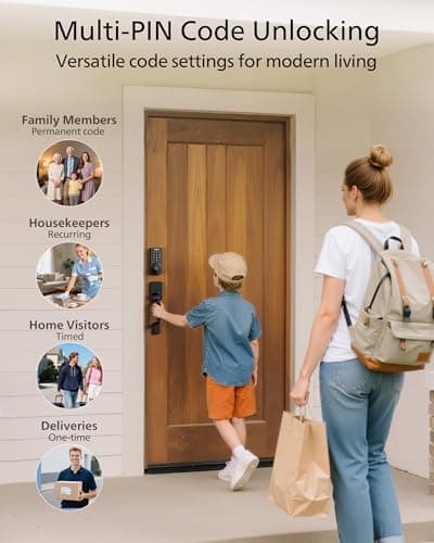 Philips Wi-Fi Smart Door Lock with Handle Set, Keypad Deadbolt for Front Door, Fingerprint Keyless Entry Door Lock with App Remote Control, IP53 Waterproof, Auto Lock, Security Eas thumbnail 7