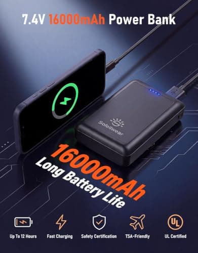 Chaqueta térmica de grafeno para hombre Soleilwear con batería de 16000mAh
