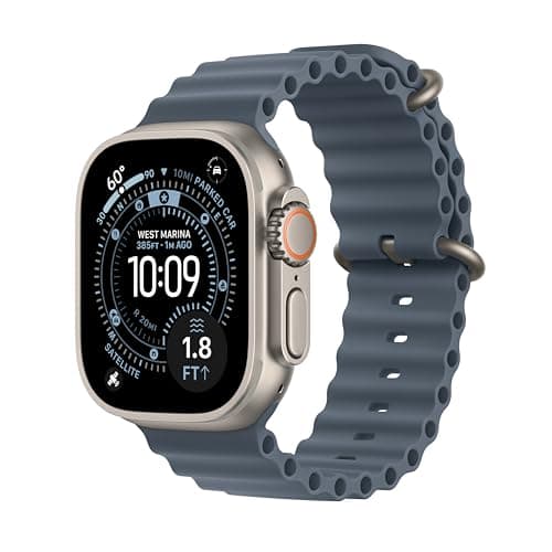 Apple Watch Ultra 3 [GPS + Cellular 49mm] Running & Multisport Smartwatch w/Rugged Titanium Case w/Anchor Blue Ocean Band. Satellite Communications, Advanced Health & Fitness Track