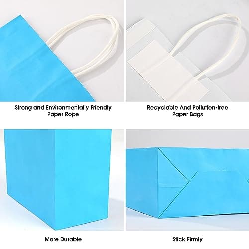 XPCARE 32Pcs Paper Gift Bags, 5.25x3.25x8.25'' Kraft Paper Party Favor Bags Bulk Rainbow Goodie Bags Small Gift Bags with Handles for Kids Birthday Baby Shower Crafts Wedding Party