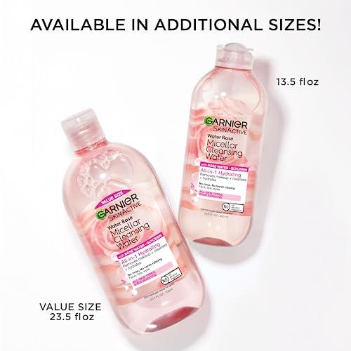 Garnier Micellar Water with Rose Water and Glycerin, Hydrating Facial Cleanser & Makeup Remover, For All Skin Types, Vegan, Cruelty Free, 13.5 Fl Oz (400mL), 1 Count thumbnail 8