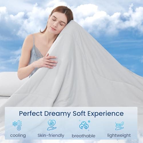 Topcee Cooling Comforter Queen Size - 90"x90" Cooling Blanket for Hot Sleepers Menopause Q-max 0.45 Double-Sided Cooling Design Everlasting Cold Touch Summer Ice Blanket for Night 