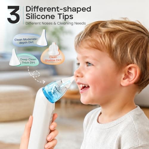 Baby Electric Nasal Aspirator, 3 Suction Levels, 3 Interchangeable Silicone Tips, Music & Light thumbnail 2