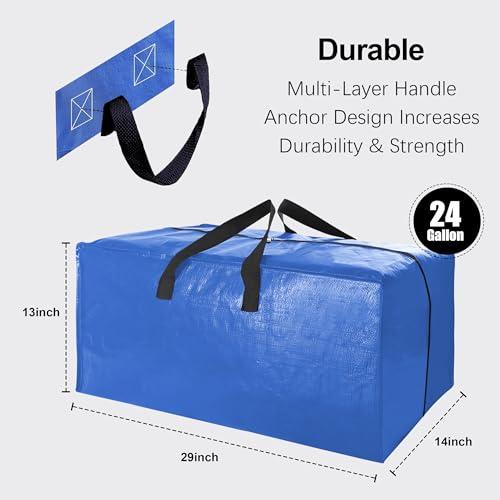 VELVETSURE Heavy Duty Extra Large Moving Bags W/Backpack Straps - Strong Handles & Zippers, Storage Totes For Space Saving, Fold Flat, Alternative to Box and Bin (Set of 6, Multico thumbnail 2