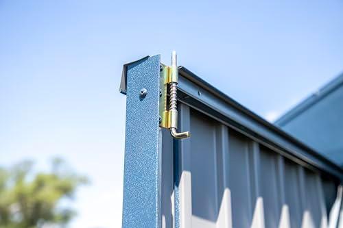Arrow Shed Elite 10' x 14' Tall Outdoor Steel Storage Shed with High Gable and Lockable Doors Storage Building, Blue Grey thumbnail 9