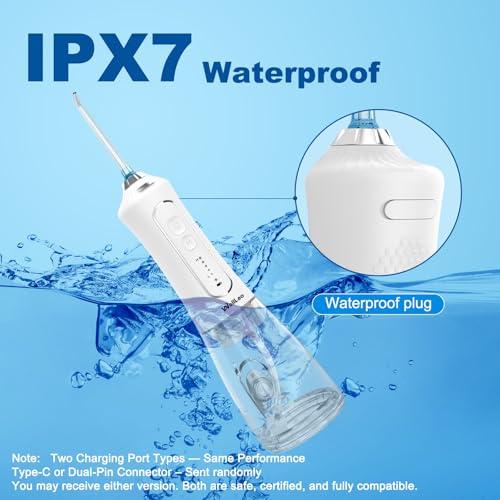WellLeo Water Flosser for Teeth, 300ML Cordless Oral Irrigator Rechargeable Dental Flosser Picks with 5 Modes 5 Jet Tips,IPX7 Waterproof Teeth Cleaner for Braces Gum Care, Home Tra thumbnail 6