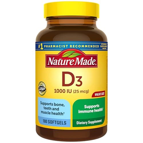Nature Made Vitamina D3 1000 UI (25 mcg), 180 cápsulas blandas