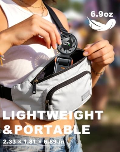AUIIAH Portable Handheld Turbo Fan - 5 Speed Mini Personal Fan with Strong Airflow, Foldable 3 in 1 Rechargeable Battery Operated Trave Essentials Hand Fans for Indoor/Outdoor Use, thumbnail 5