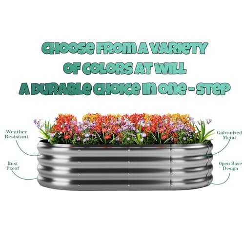 ZFHgarden Galvanized Metal Planter Round Raised Garden Bed Kit for Gardening Outdoor，2x2x1ft 2pc Grow Garden Box Raised Flower Bed，Round Galvanized Planter Outdoor Metal Fire Pit R thumbnail 3