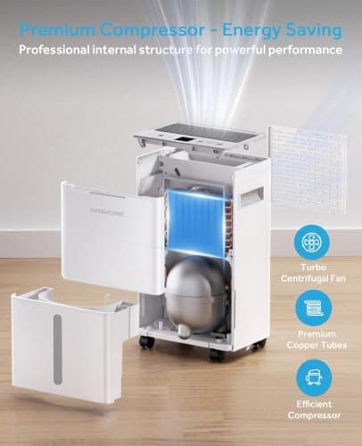 Dravonic 1500 Sq.Ft Dehumidifier for Basement, 21 Pint Dehumidifiers for Home Bedroom and Bathroom with Drain Hose, 3 Modes, 2 Speeds, 24H Timer, Auto Defrost thumbnail 8