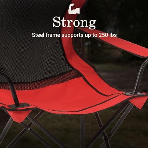 Coleman Broadband Mesh Quad Camping Chair with Carry Bag & Cup Holder, Cooling Mesh Back with Adjustable Arms, Great for Camping, Tailgating, Firepits, Patio, & More thumbnail 2