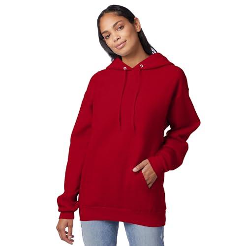 Hanes Men's Pullover EcoSmart Hooded Sweatshirt, Deep Red, Large thumbnail 4